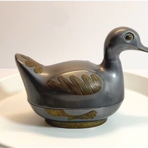 Vintage pewter duck, 2 piece
